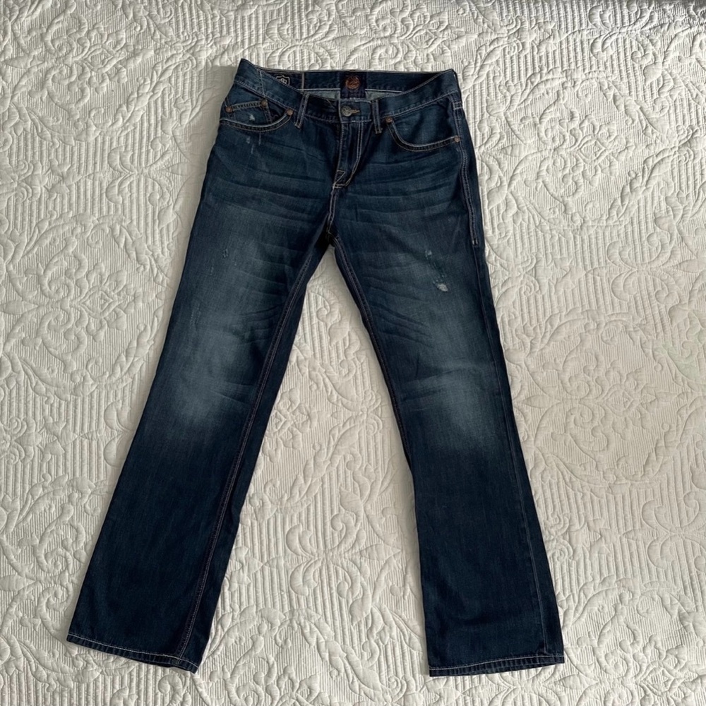 33x32 Rock & Republic Men's Jeans Henlee Bootcut Distressed Blue Denim Pants